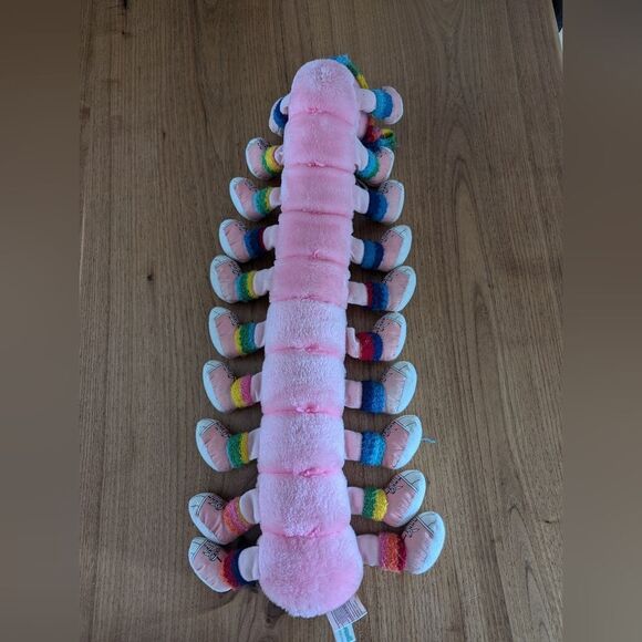 Vintage 1984 Lots-a-Lots-a-Leggggggs Plush Caterpillar Toy Pink Rainbow 20 Legs - Picture 9 of 9